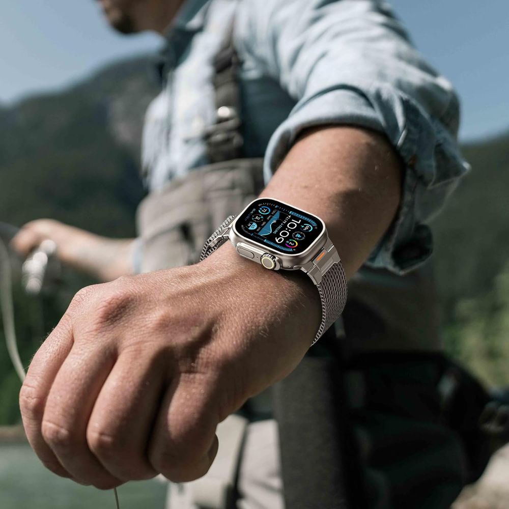 Tech-Protect Milano Vanguard rannekoru Apple kellolle (44 / 45 / 46 / 49 mm) - Titanium