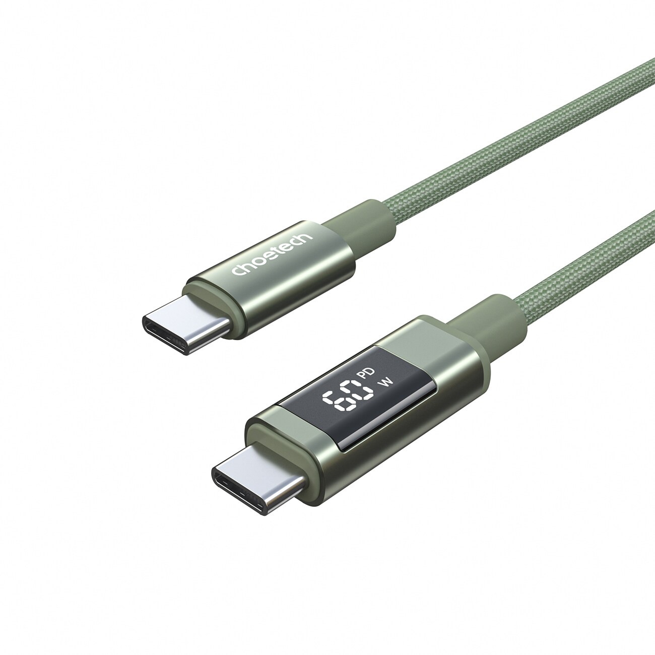 Choetech XCC-1068 PD 60W USB-C - USB-C-kaapeli näytöllä 1,2 m - vihreä - vihreä