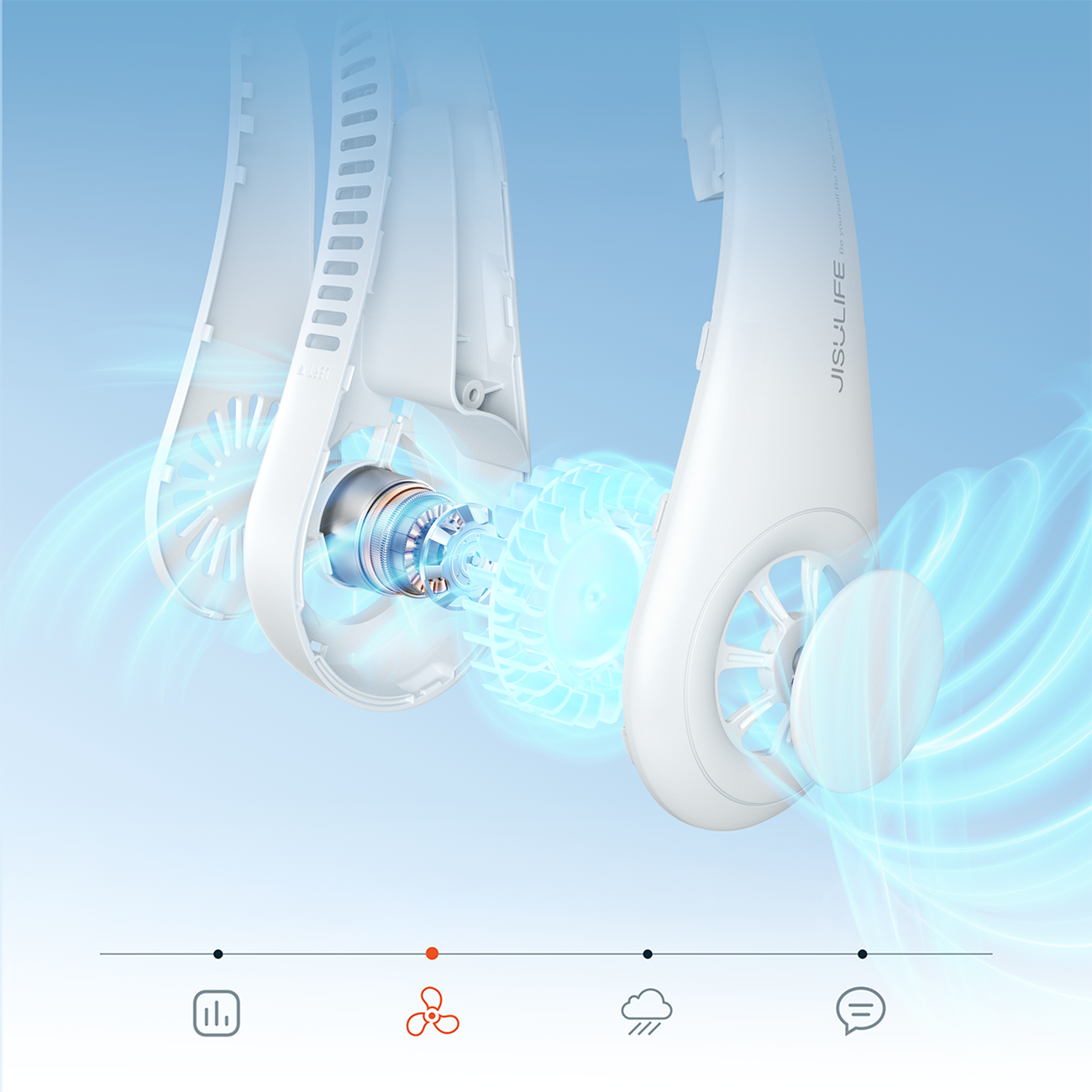 Jisulife Neck Fan 3 4000mAh Kannettava kaulatuuletin - harmaa