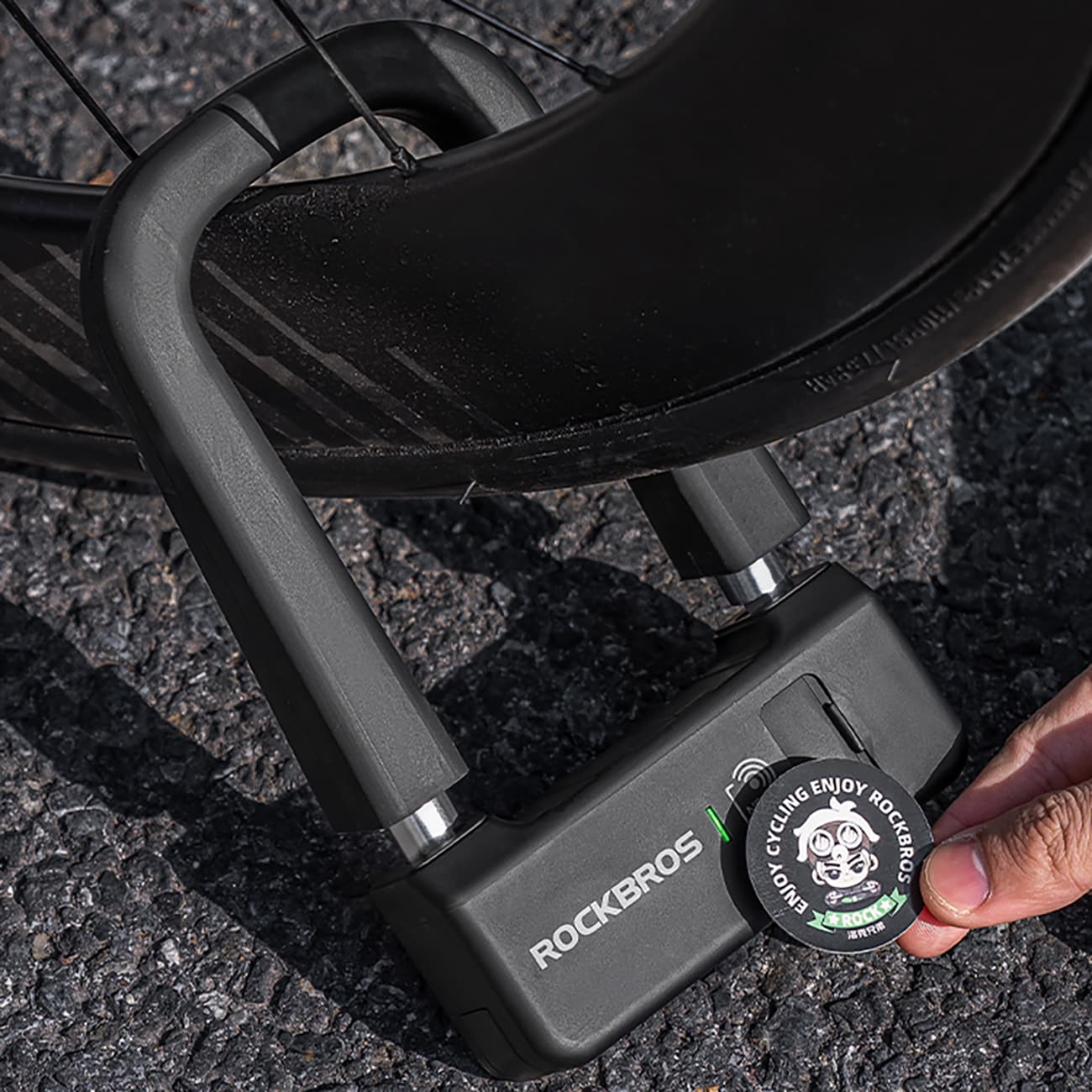 Rockbros RBNS1 SMART Bike Lock NFC-lukijalla - Musta