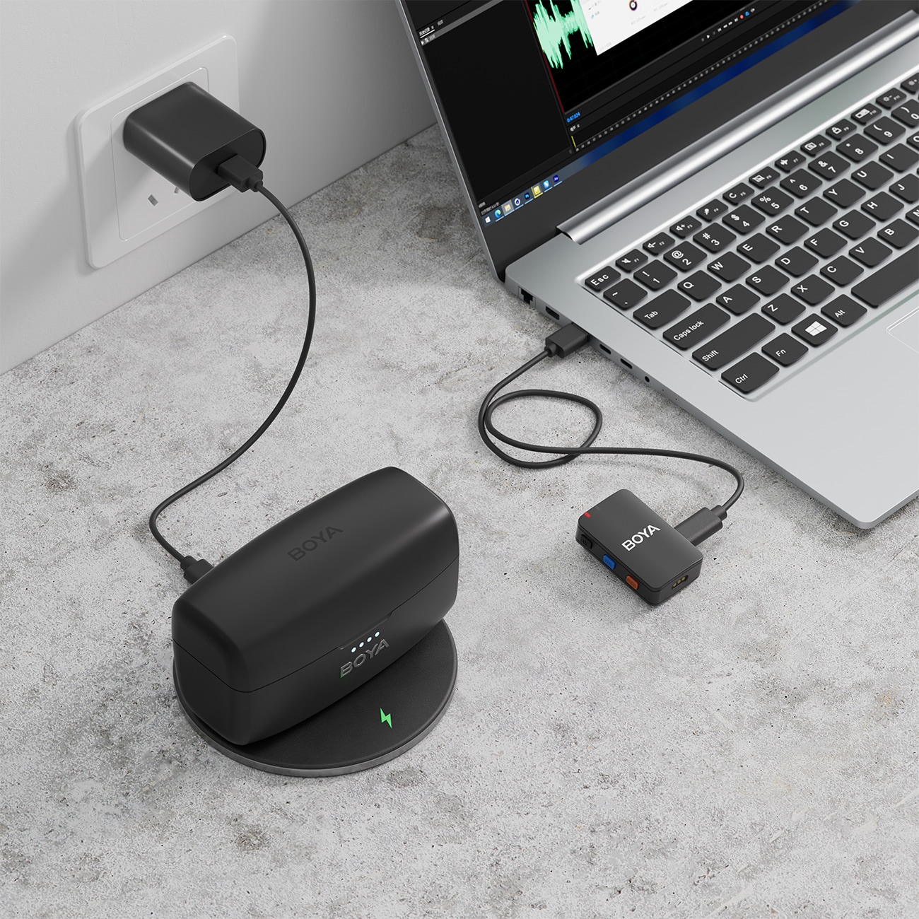 BOYA BOYAMIC 2-02 Langattomat mikrofonit 2,4 GHz USB-C - Musta