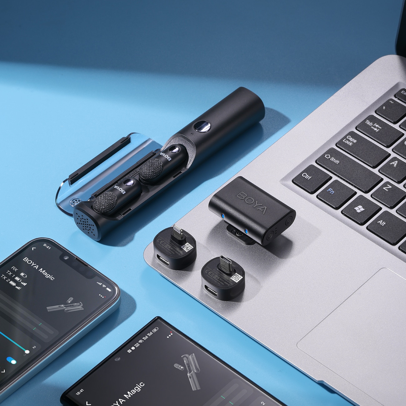 BOYA MAGIC-02 Langaton mikrofoni 2.4GHz USB-C - Musta