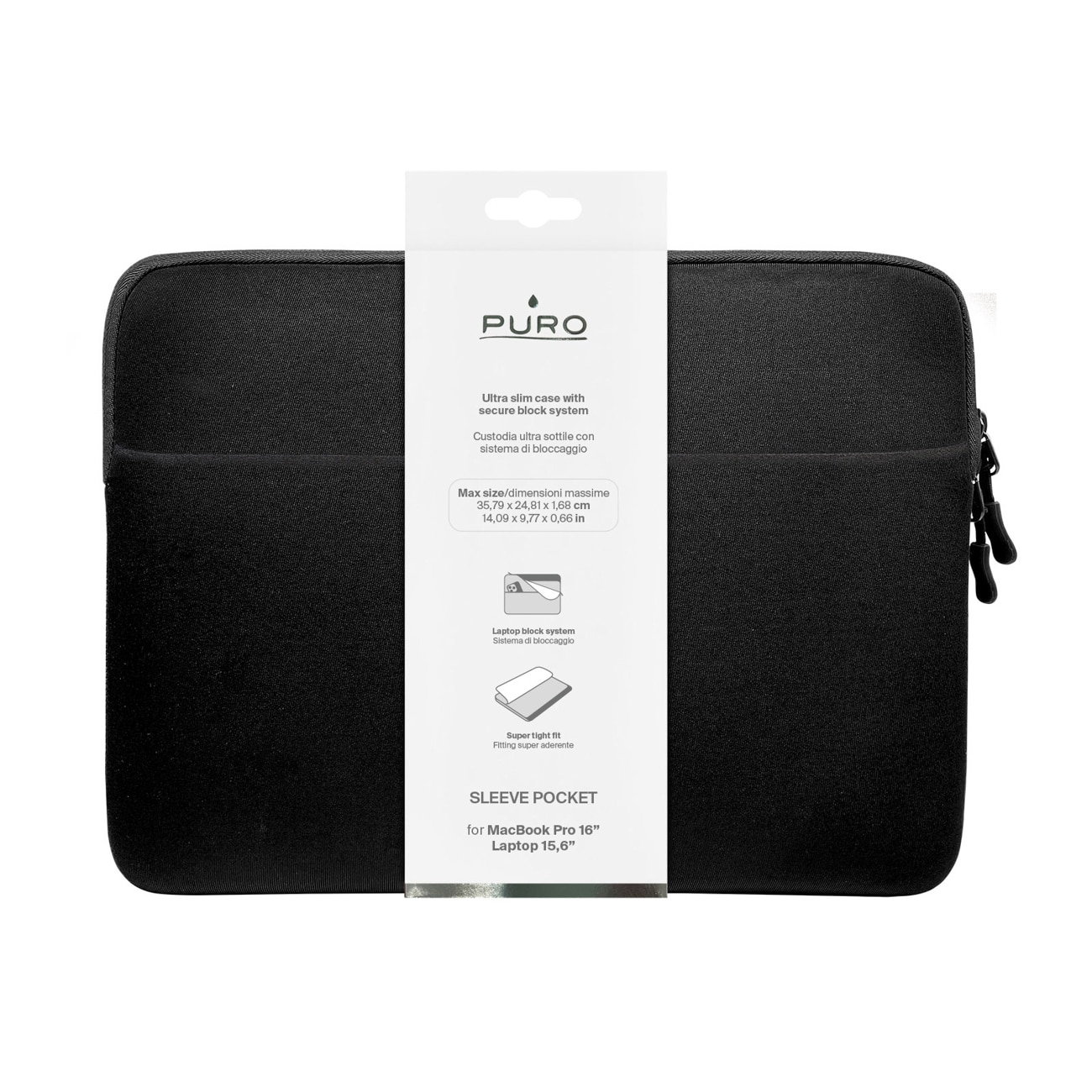 Puro SLIM POCKET hihalaukku Neoprena 15-16'' musta