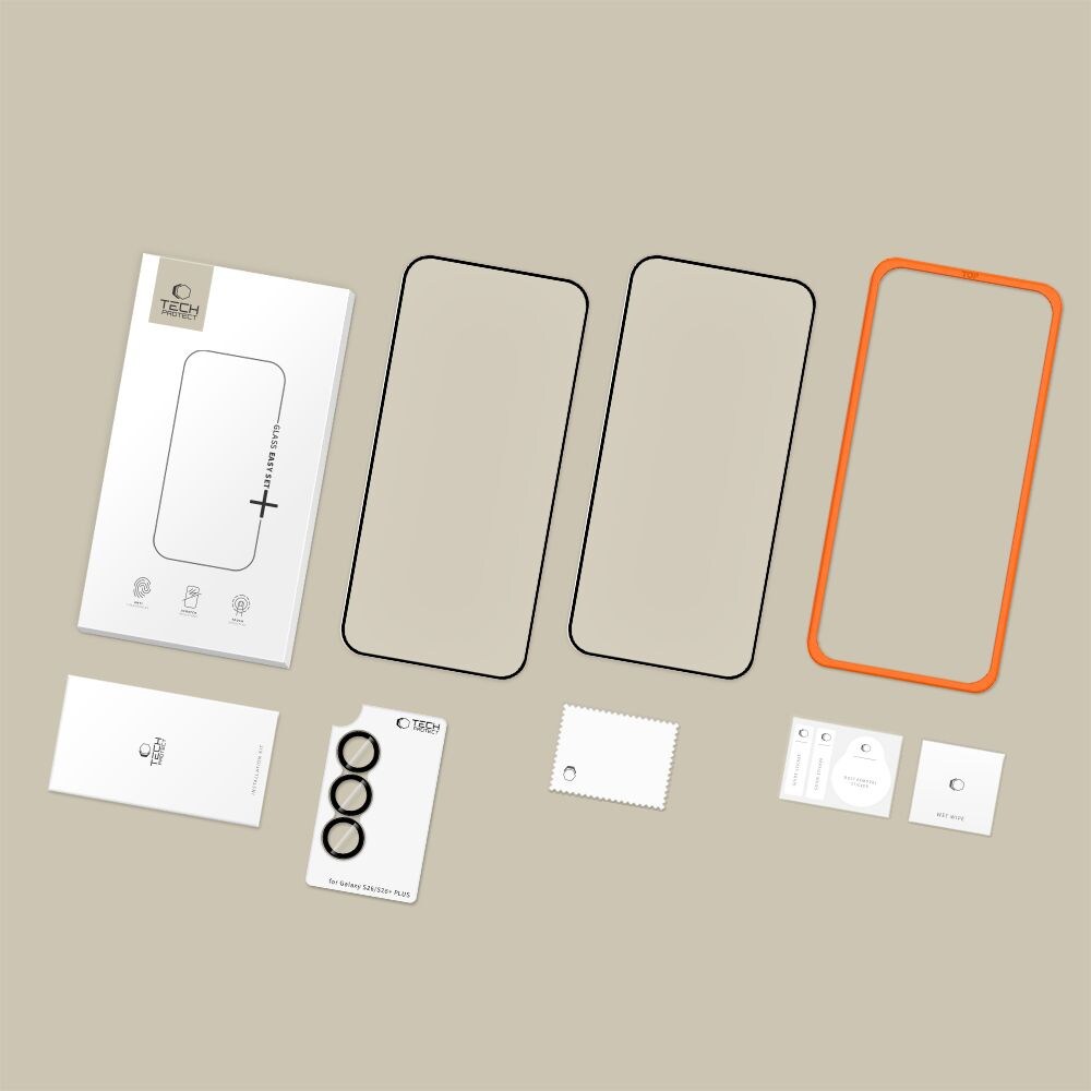 Tech-Protect Easy Set+ 3-pack karkaistu lasi Samsung Galaxy S26:lle - musta