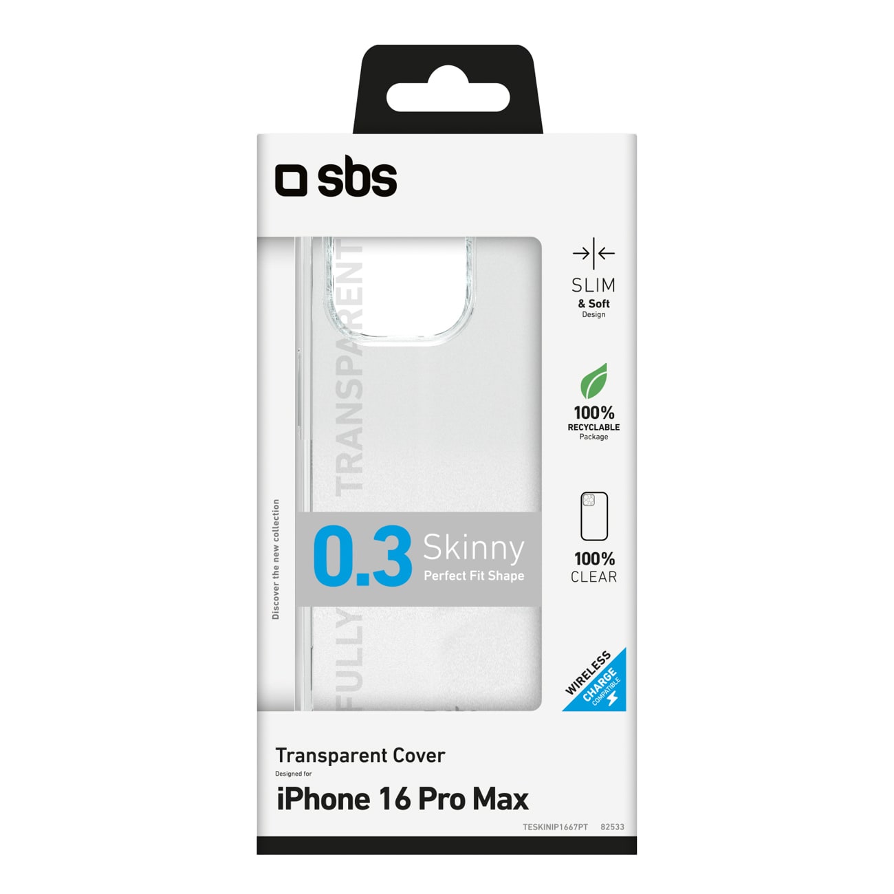 SBS Skinny Cover for iPhone 16 Pro Max - läpinäkyvä - läpinäkyvä