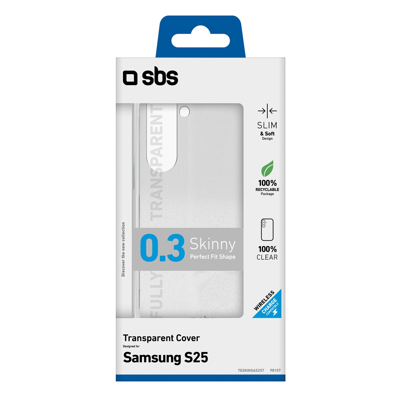 SBS Skinny suojakuori Samsung Galaxy S25:lle - läpinäkyvä