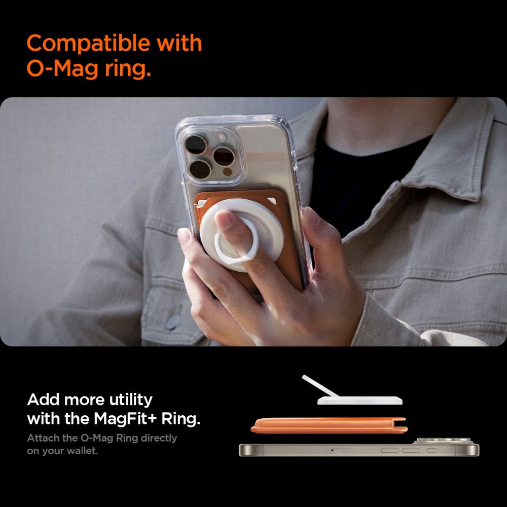 Spigen Valentinus MagFit+ MagSafe magneettinen puhelimen lompakko - oranssi