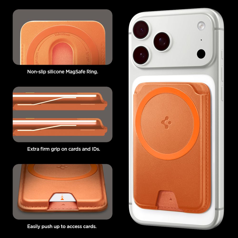 Spigen Valentinus MagFit+ MagSafe magneettinen puhelimen lompakko - oranssi