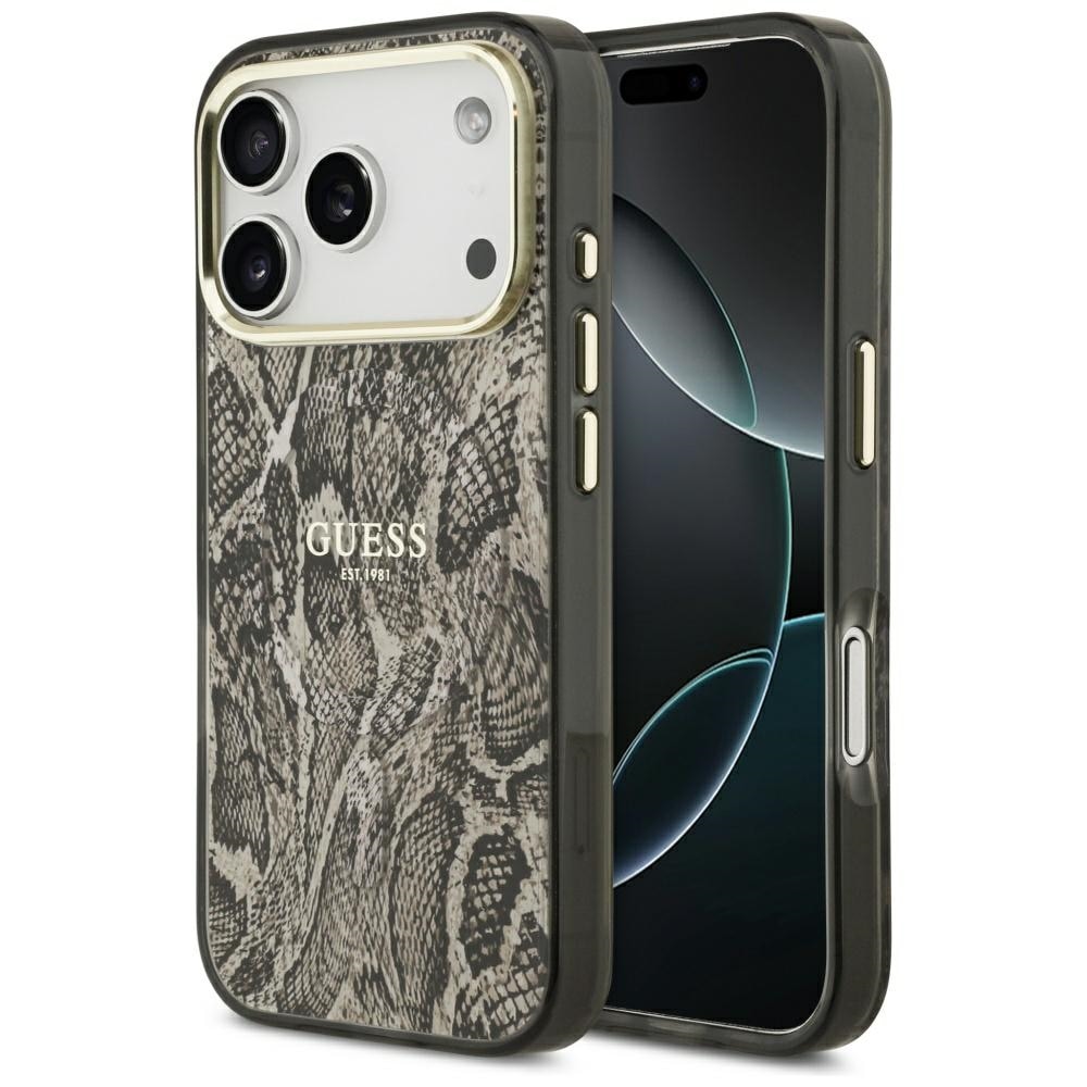 Guess Python-kuvioinen MagSafe-kotelo iPhone 17 Pro:lle - ruskea