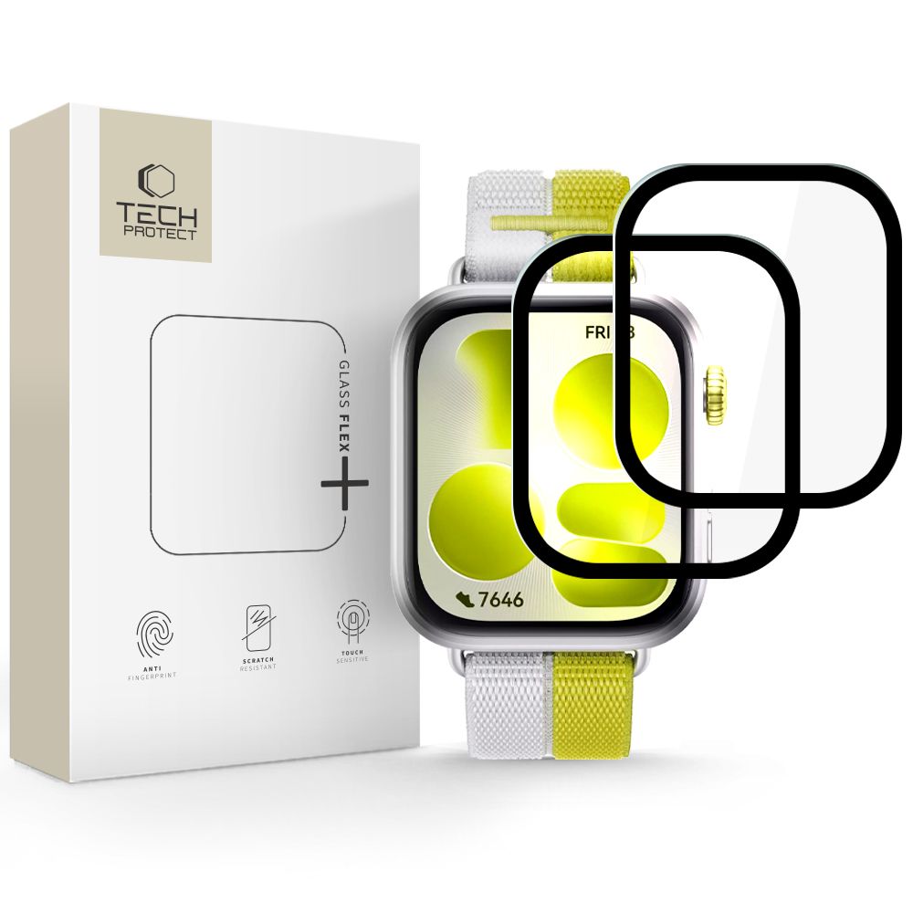 Tech-Protect Glass Flex+ 2-pack hybridi lasi Huawei Watch Fit 5:lle - musta