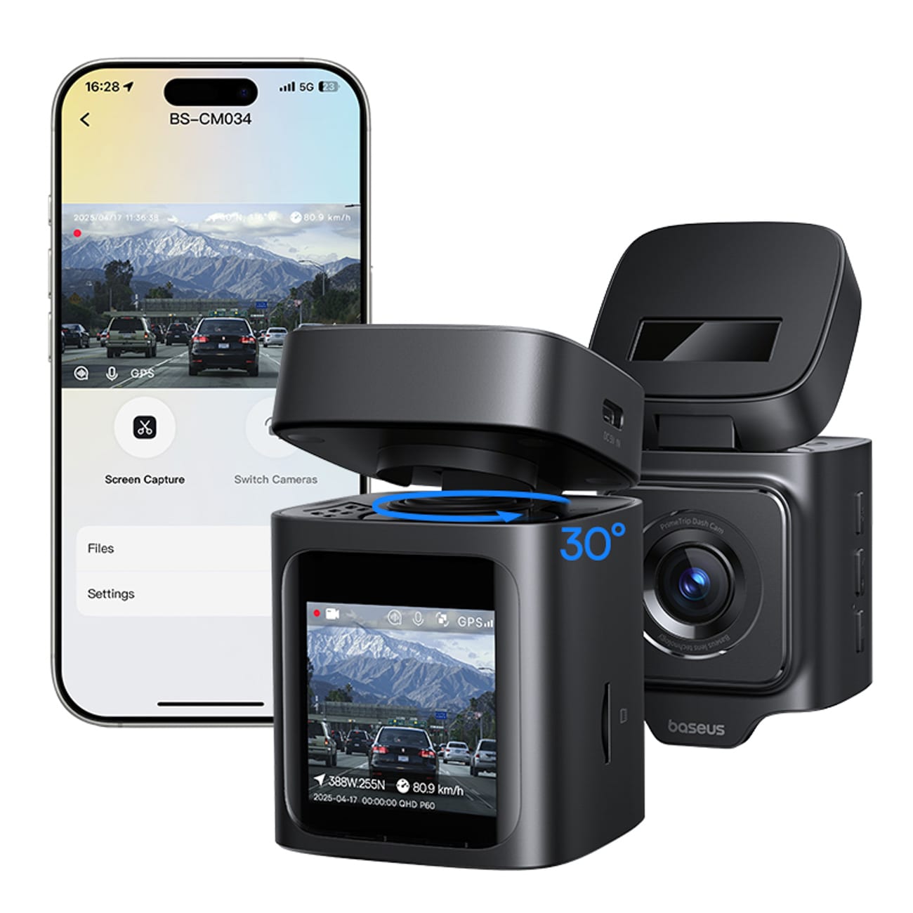 Baseus PrimeTrip VD1 Pro 4K auton kojelautakamera - musta