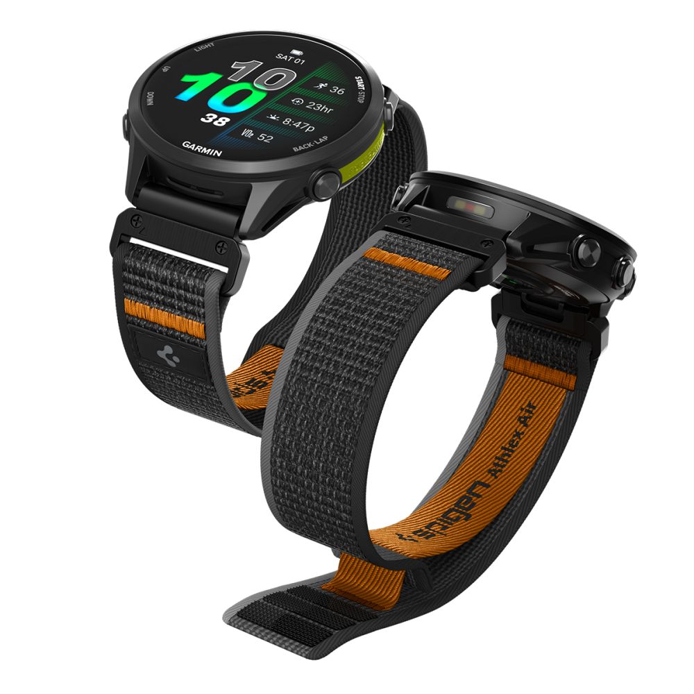 Spigen Athlex Air -ranneke Garmin QuickFit 22 mm:lle – musta ja oranssi