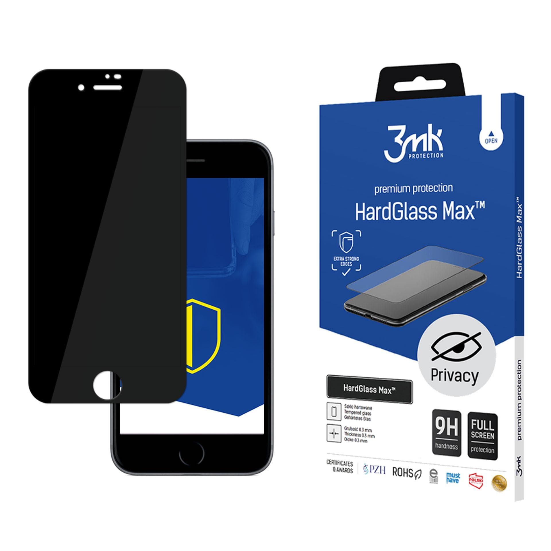 9H-suojalasi 3mk HardGlass Max Privacy iPhone 7:lle