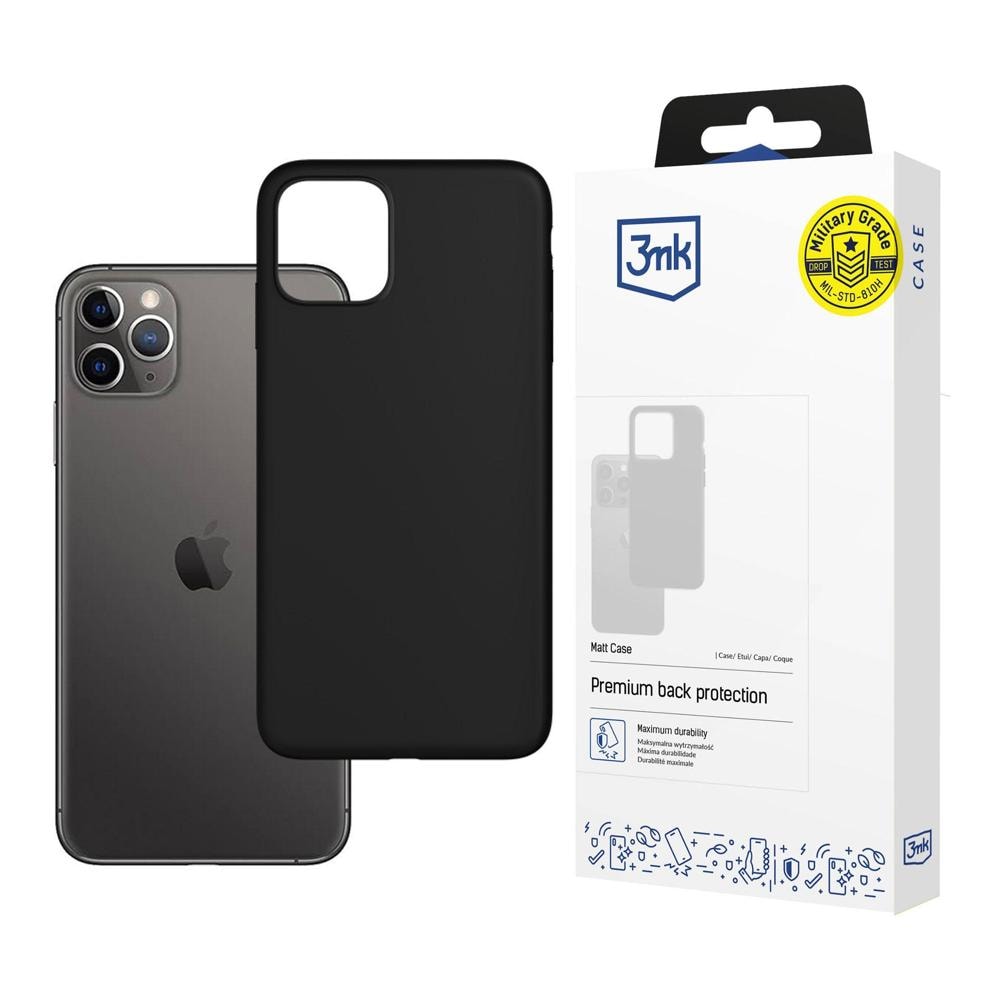 3mk Matt -kotelo iPhone 11 Pro Maxille – musta