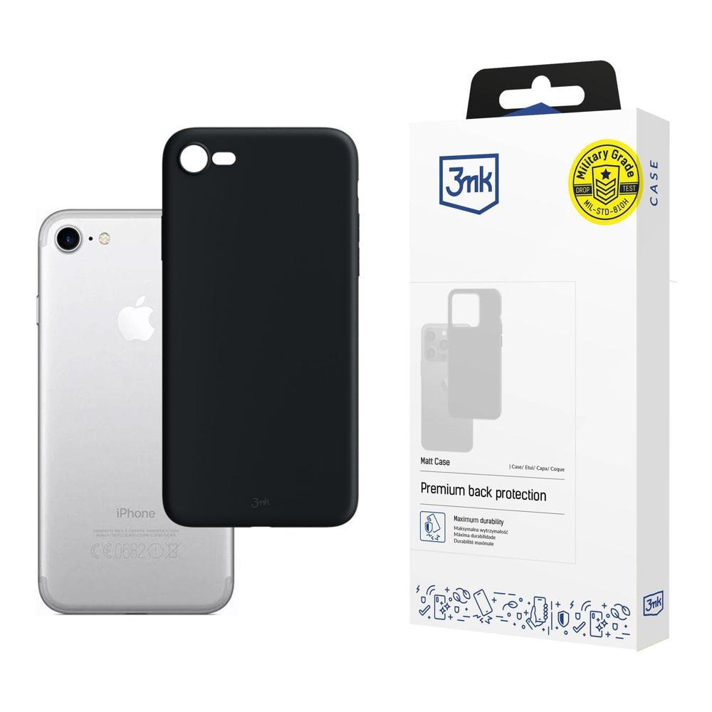 3mk Matt -suojakotelo iPhone 7 / 8:lle – musta