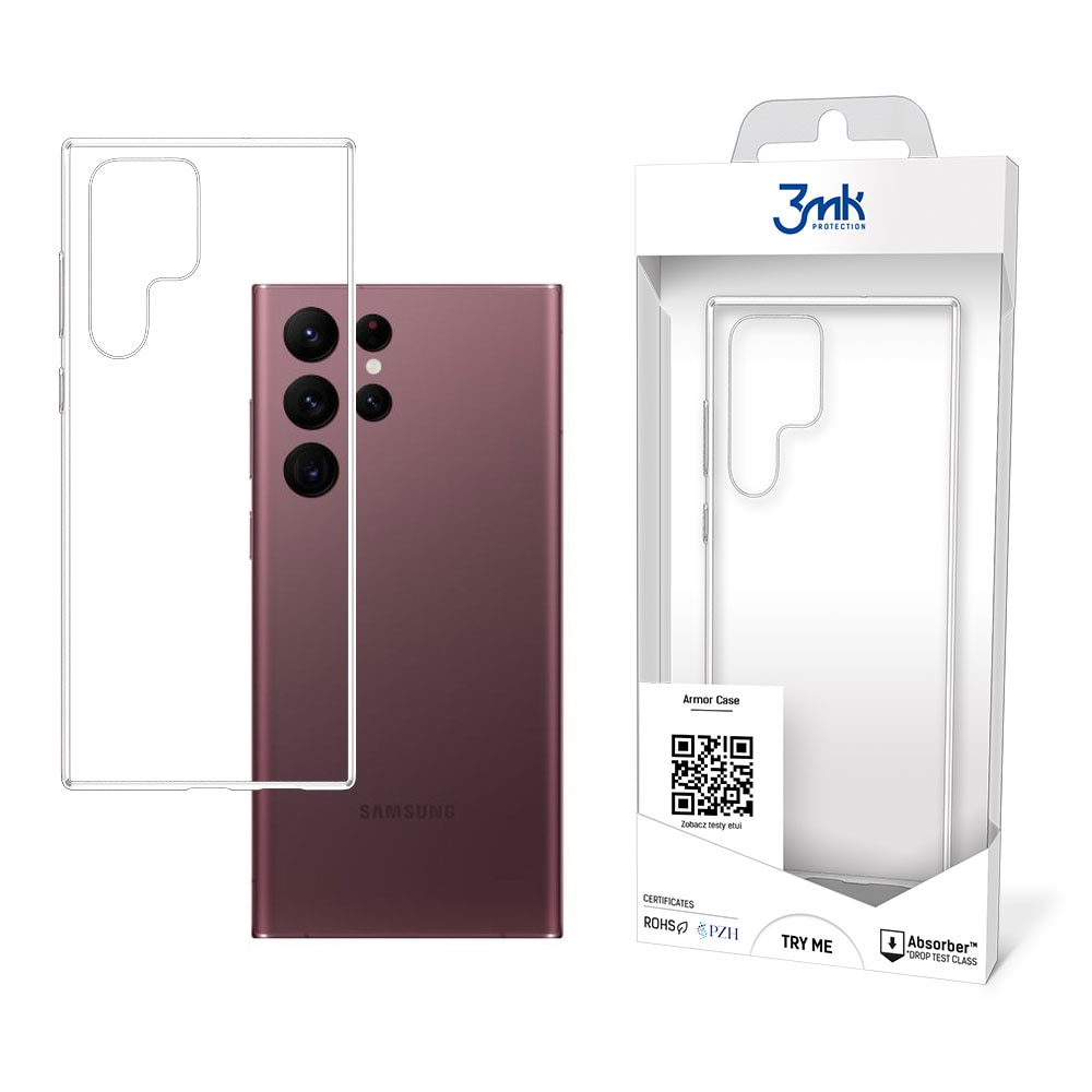 3mk-suojakotelo Samsung Galaxy S22 Ultra 5G:lle – läpinäkyvä