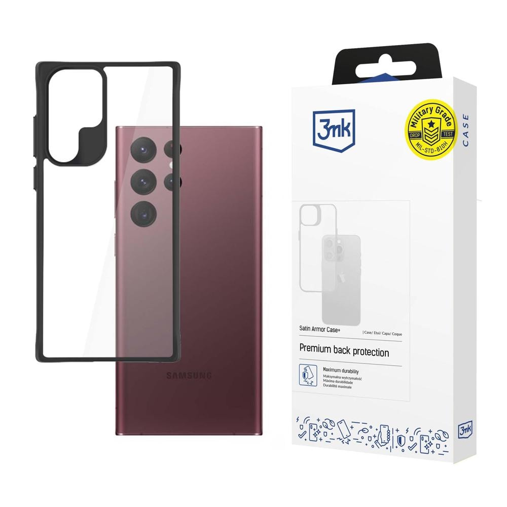 3mk SatinArmor + -suojakotelo Sam S908 S22 Ultra, sotilasluokan