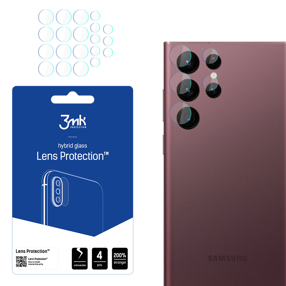 3mk Lens Protection™ -hybridilinssisuoja Samsung Galaxy S22 Ultra 5G -puhelimelle