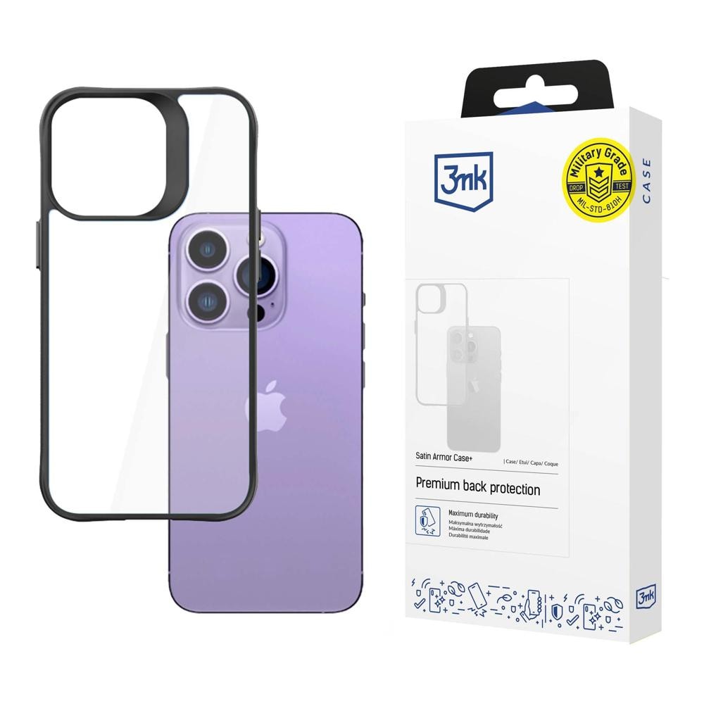 3mk Satin Armor -kotelo iPhone 14 Pro Max -sarjalle – musta