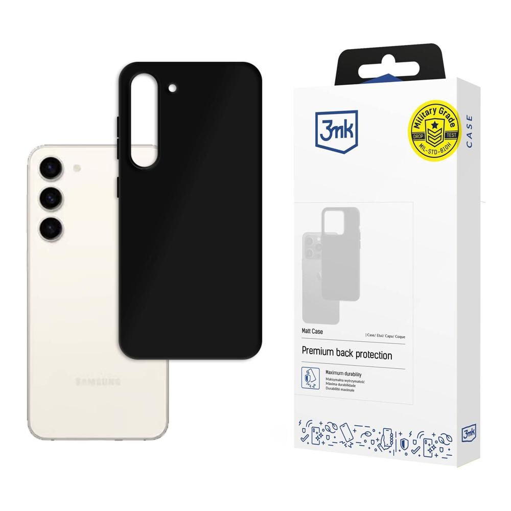 3mk Matt-suojakotelo Samsung Galaxy S23+:lle – musta