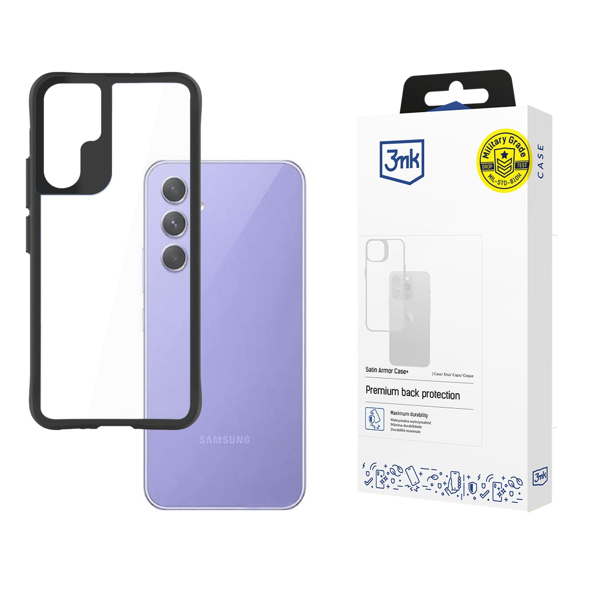 Samsung Galaxy A54 5G 3mk Satin Armor Case+ -sarjan kotelo – musta