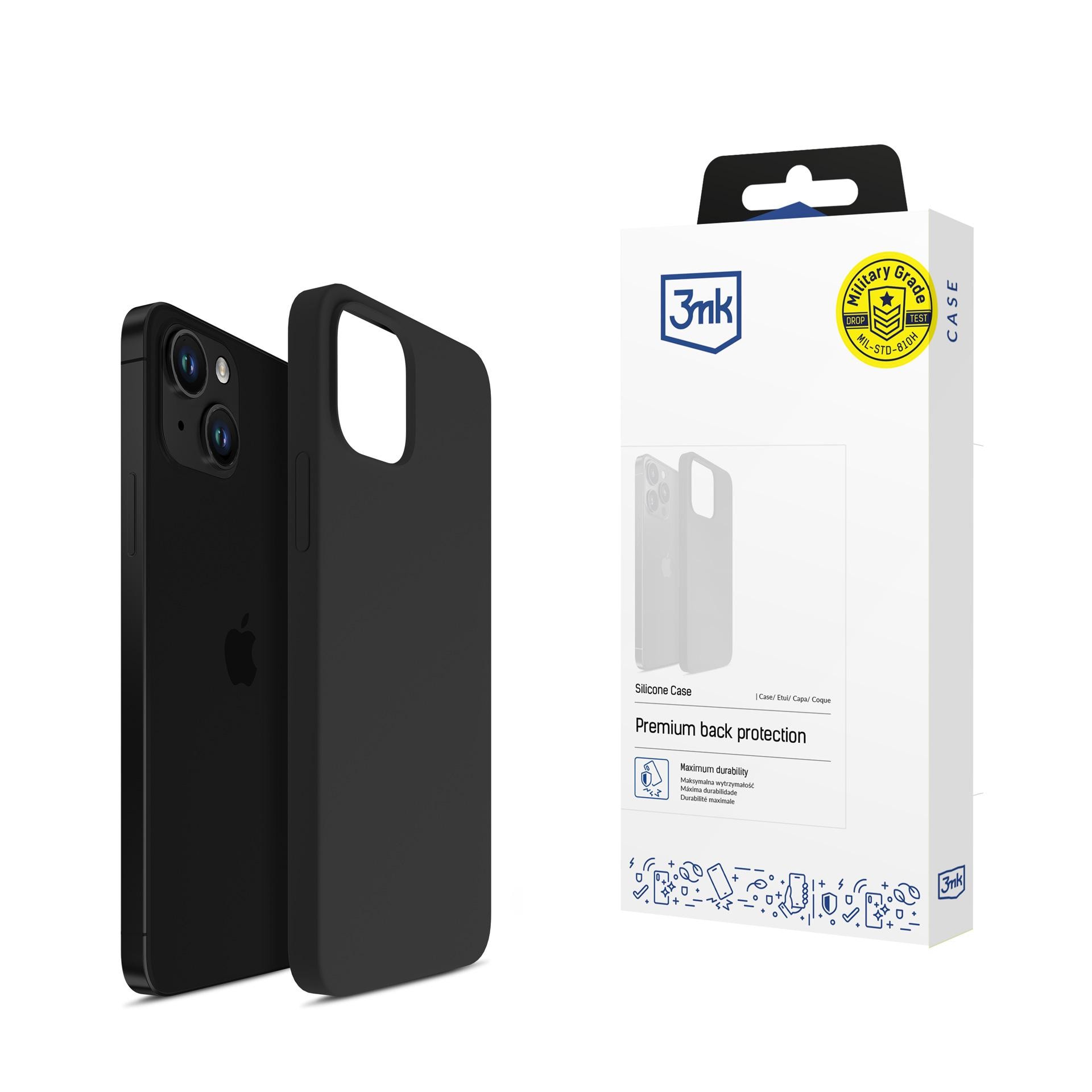 iPhone 14 Plus 3mk -silikonikotelosarja – musta