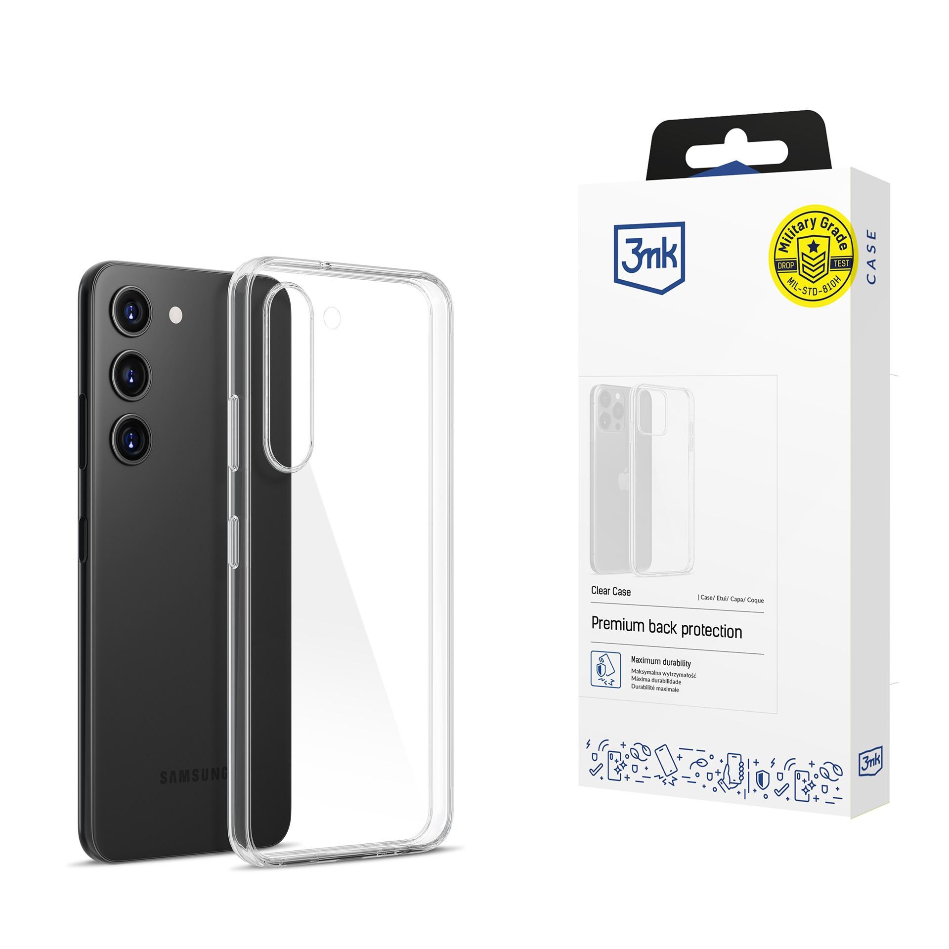 3mk:n kirkas suojakotelo Samsung Galaxy S23 5G:lle – läpinäkyvä