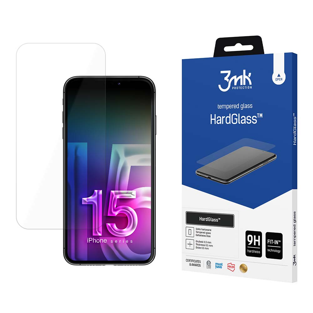 Karkaistu lasi 9H 3mk HardGlass™ iPhone 15 Pro:lle