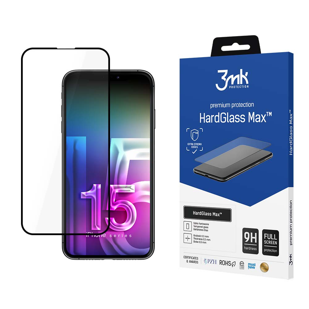 3mk HardGlass Max -karkaistu lasi iPhone 15 Pro:lle