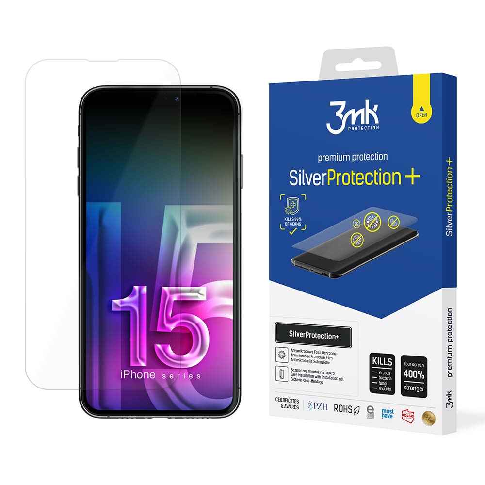 3mk SilverProtection+ -suojakalvo iPhone 15 Plus -puhelimelle