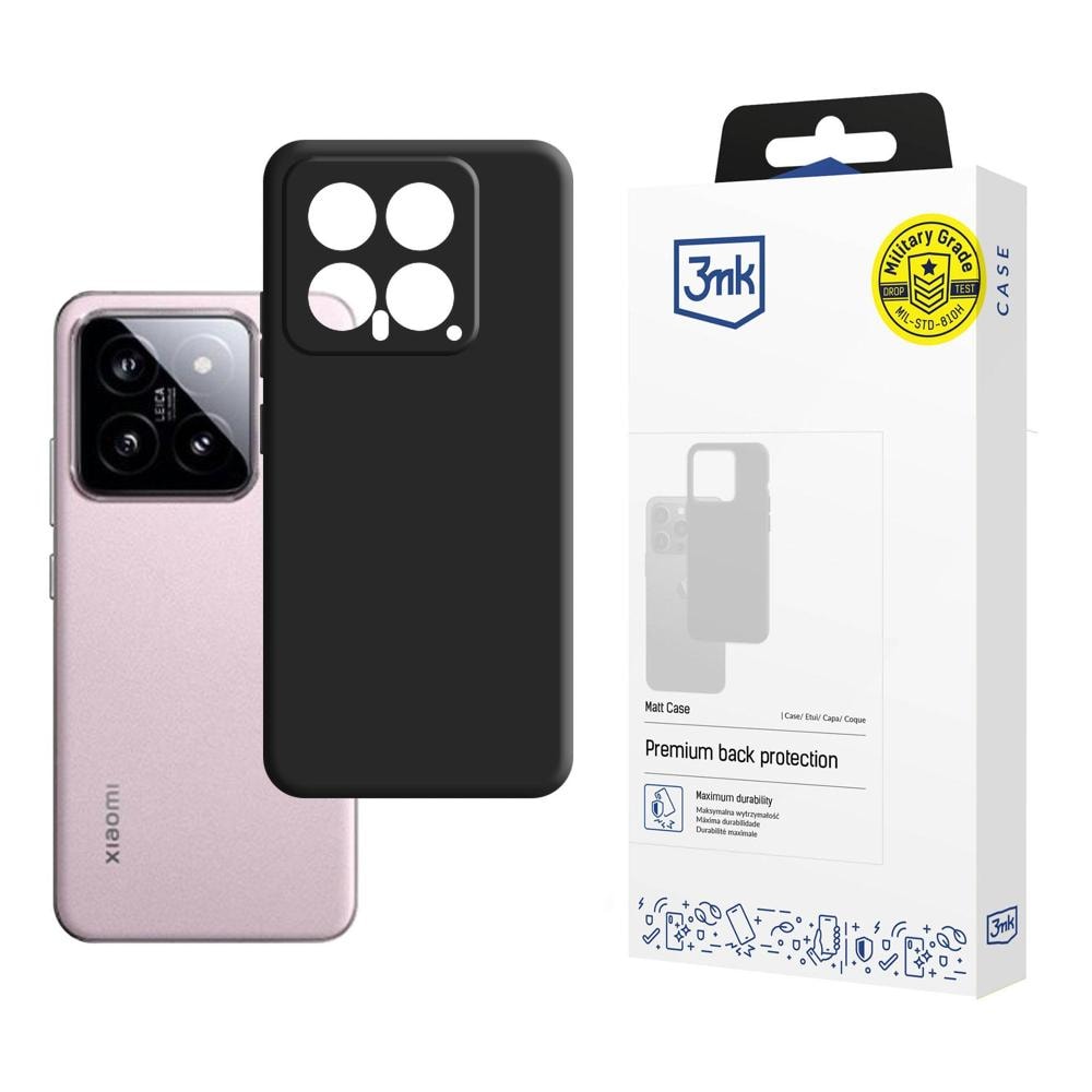 3mk Matt -suojakotelo Xiaomi 14:lle – musta