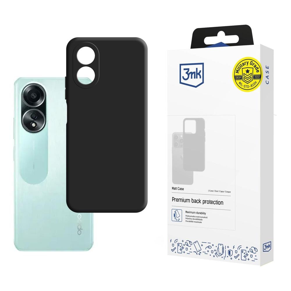 3mk Matt-suojakotelo Oppo A58 4G:lle – musta