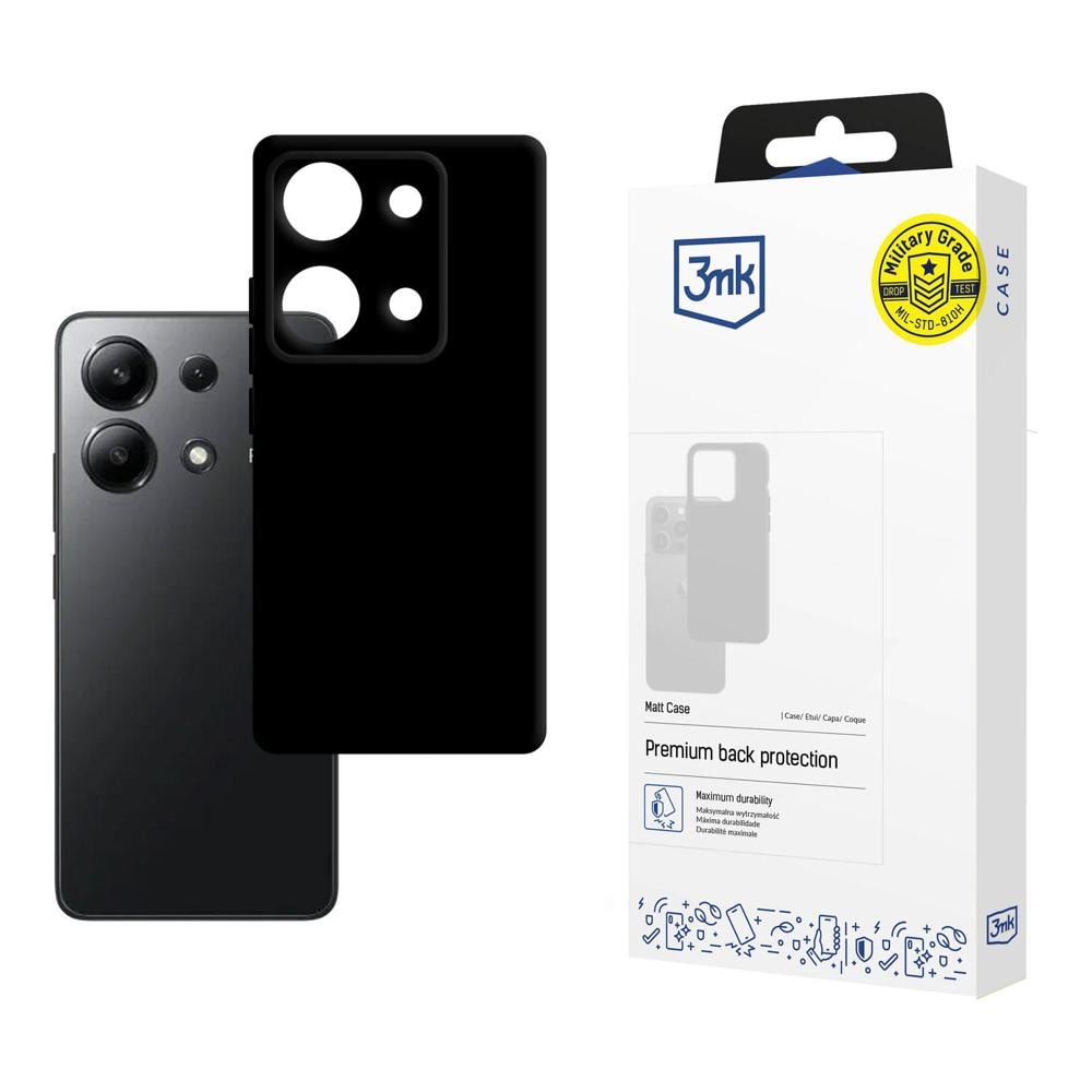 3mk Matt-suojakotelo Xiaomi Redmi Note 13 4G:lle – musta