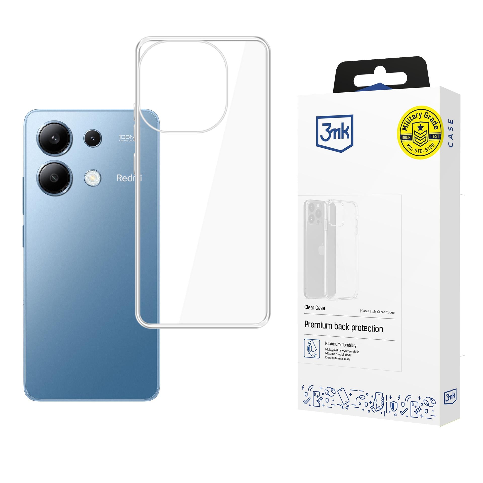 3mk:n läpinäkyvä suojakotelo Xiaomi Redmi Note 13 4G:lle – läpinäkyvä