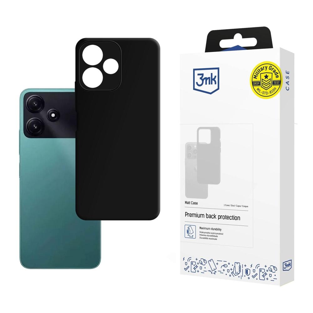 3mk Matt-suojakotelo Xiaomi Poco M6 Pro 5G:lle – musta