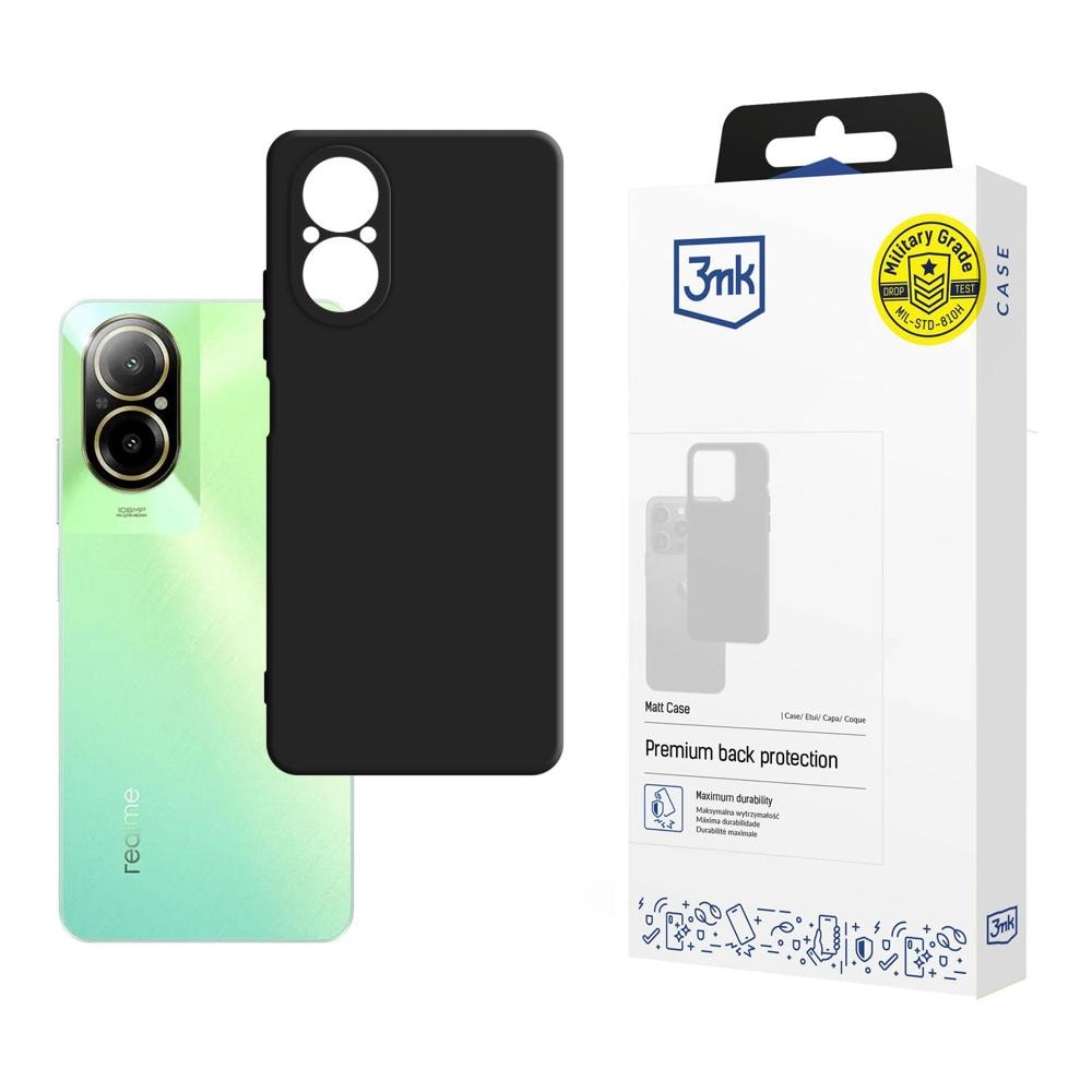 3mk Matt-suojakotelo Realme C67:lle – musta
