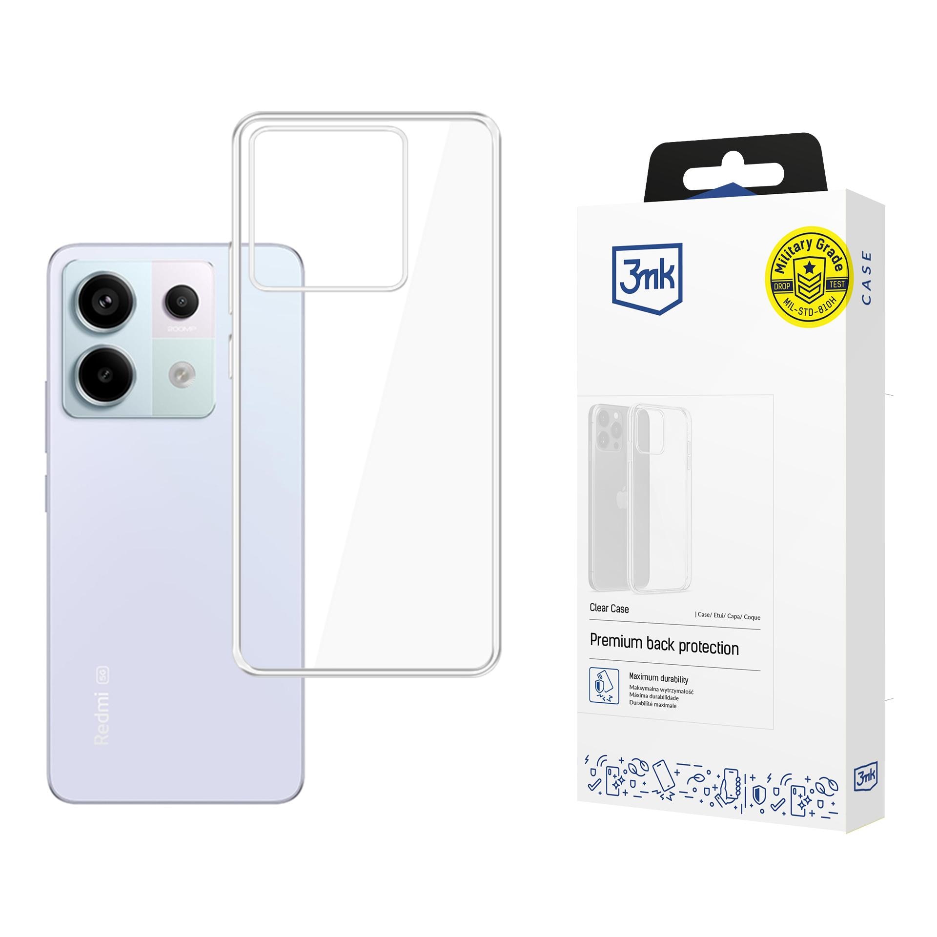 3mk:n läpinäkyvä suojakotelo Xiaomi Redmi Note 13 Pro 5G:lle – läpinäkyvä