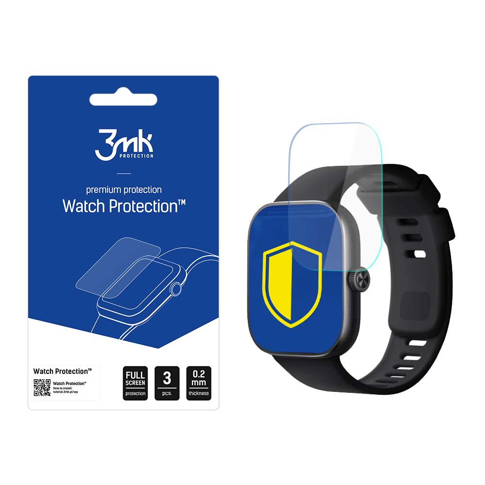 3mk Watch Protection™ -hybridilasi vs. FlexibleGlass Lite Xiaomi Redmi Watch 4 -kellossa