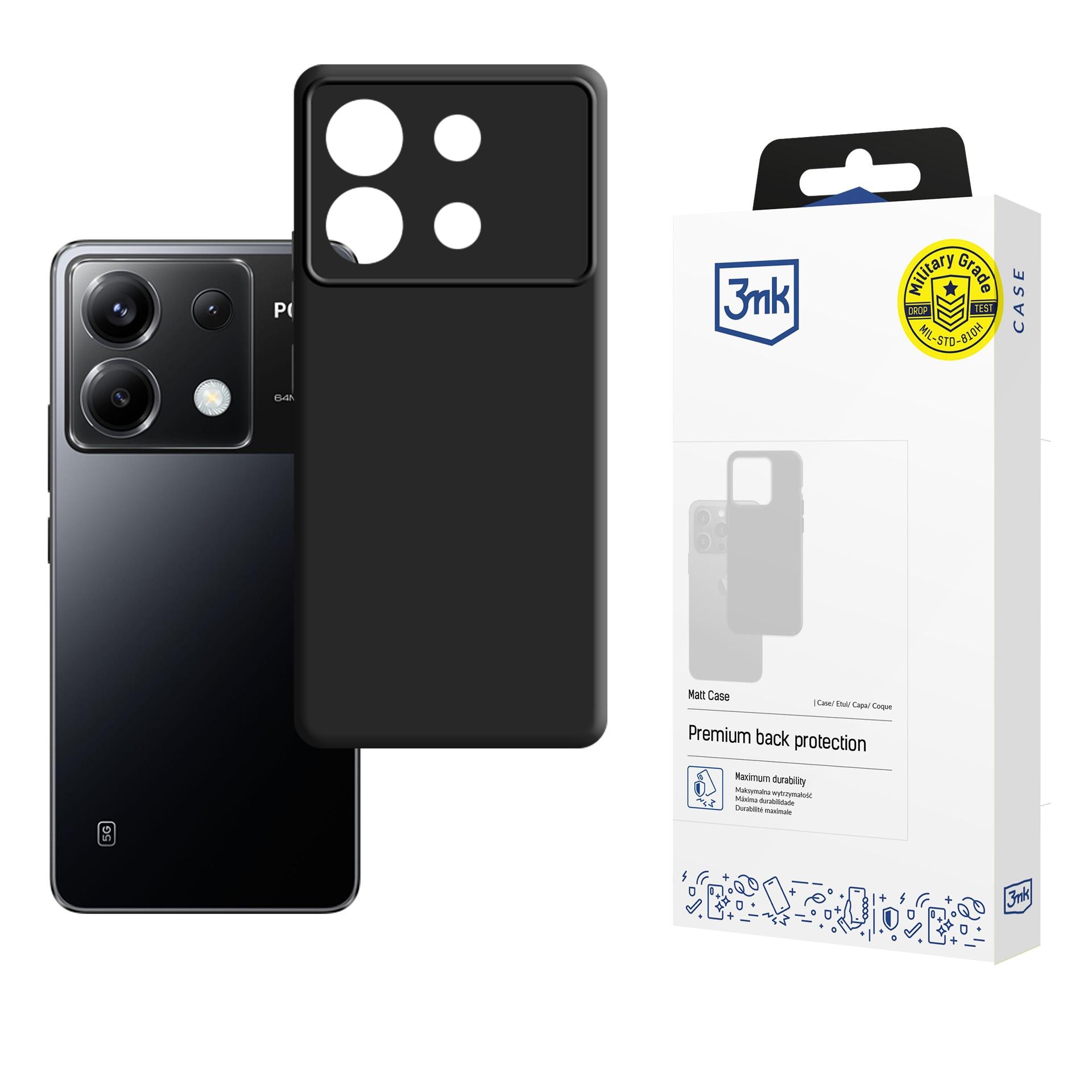 3mk Matt-suojakotelo Poco X6 5G:lle – musta