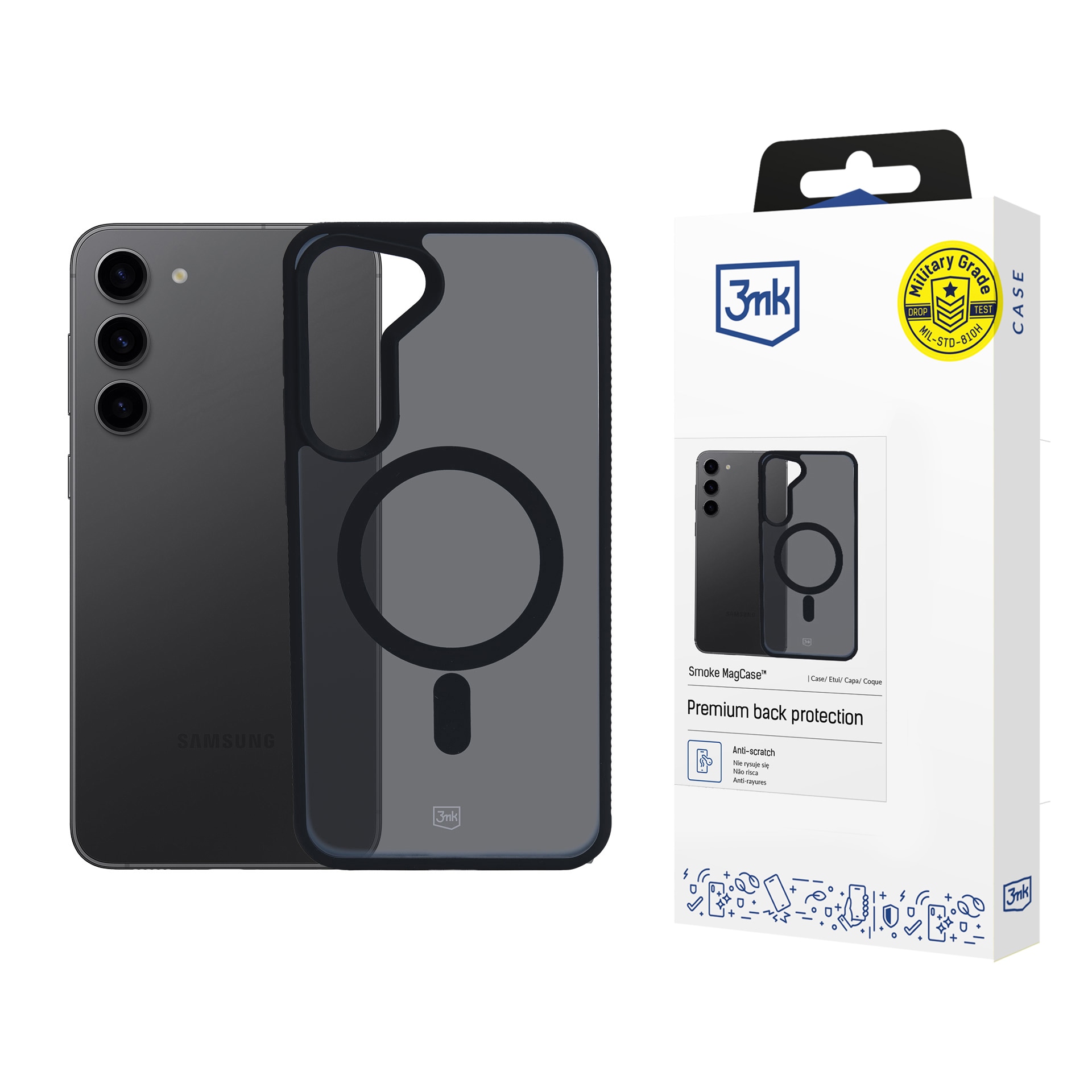 3mk Smoke MagCase -kotelo Samsung Galaxy S23 5G:lle – musta