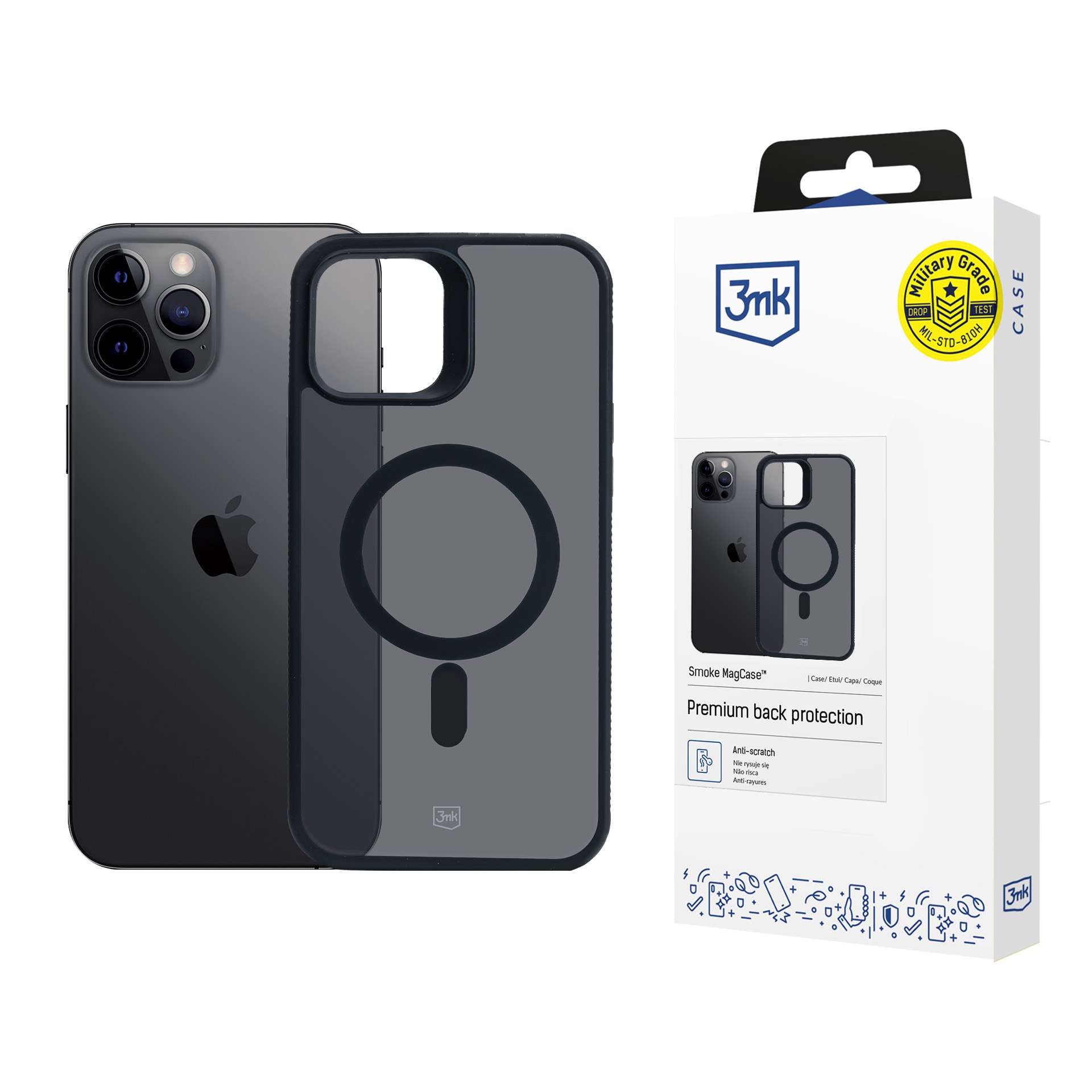 3mk Smoke MagCase -kotelo Apple iPhone 12 Pro Max -mallille – musta