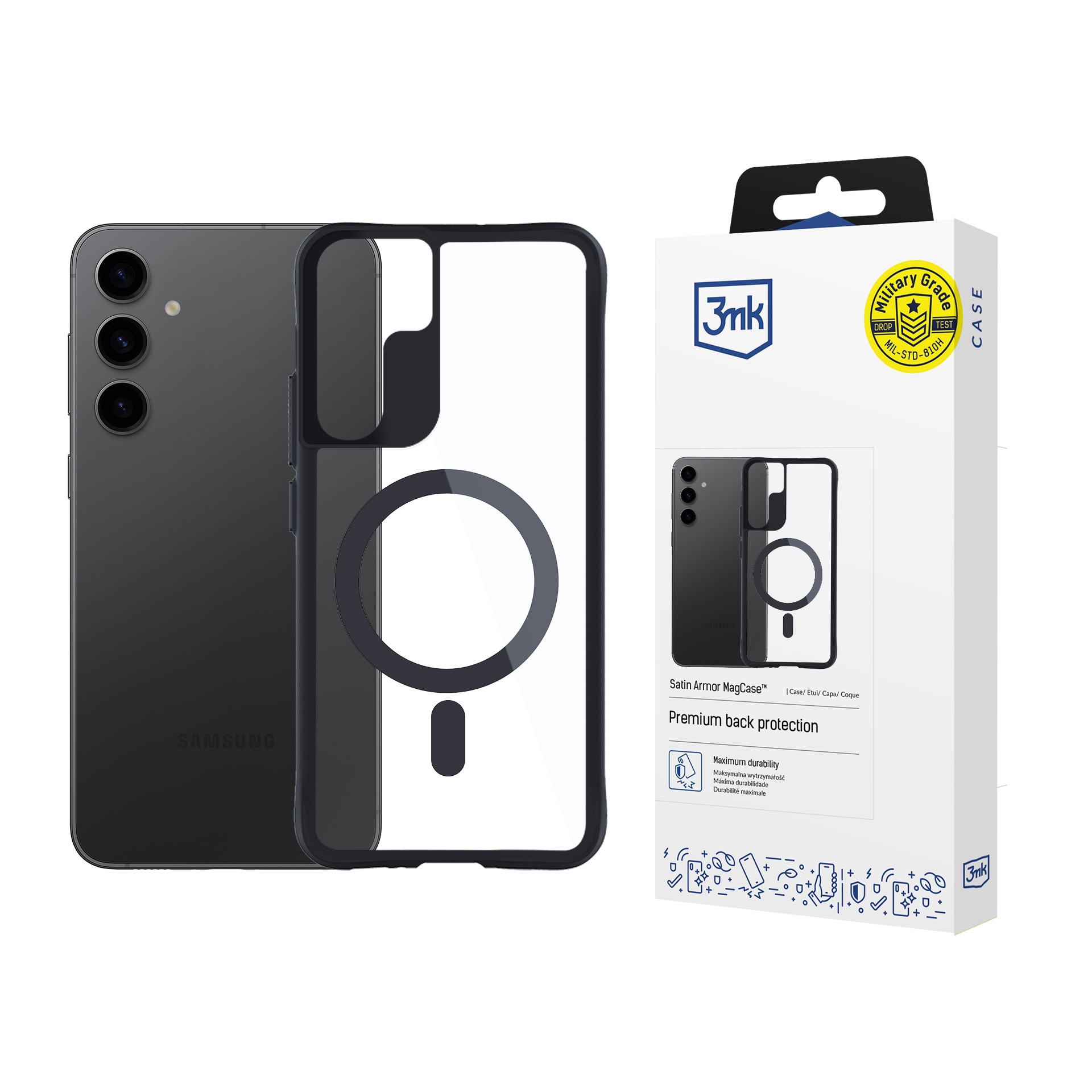 3mk Satin Armor MagCase -kotelo Samsung Galaxy S24+:lle – läpinäkyvä