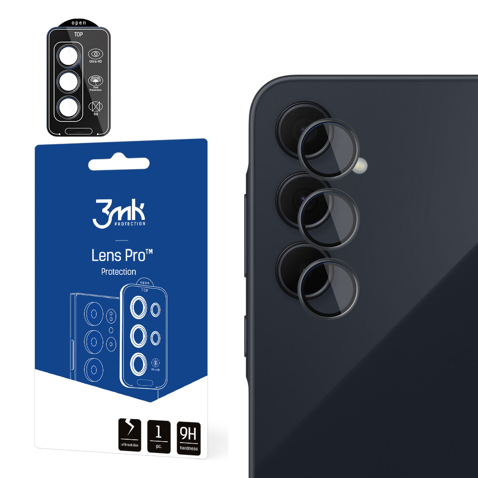 Karkaistu lasi kameran objektiiville: 3mk Lens Protection Pro Black, Samsung Galaxy A35 5G