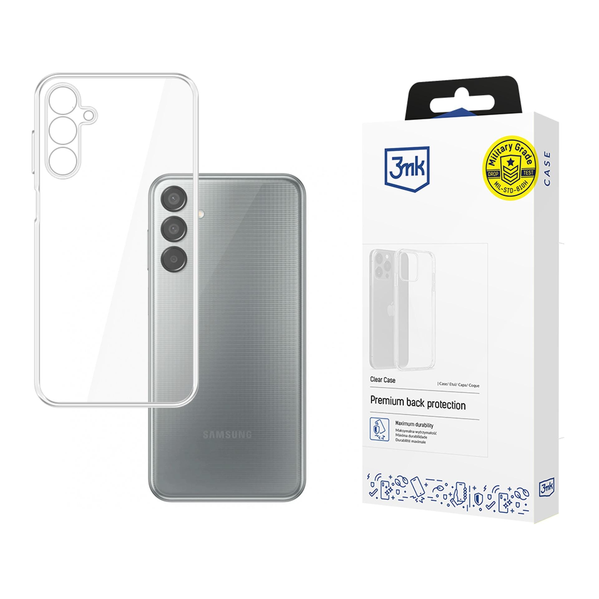 3mk:n läpinäkyvä suojakotelo Samsung Galaxy M15 5G:lle – läpinäkyvä