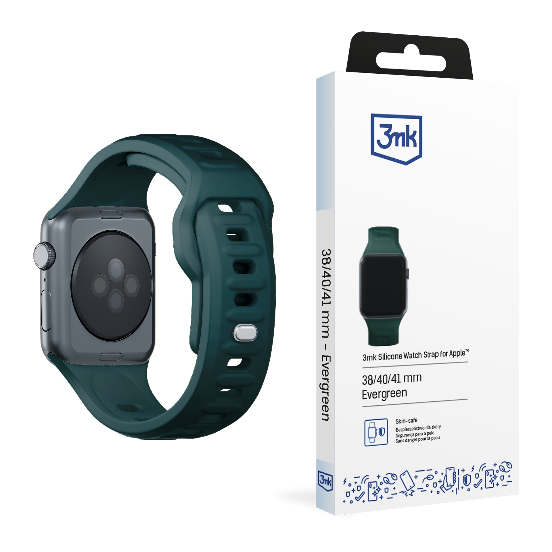 3mk-silikonirannekoru Apple Watchille, koko 42 / 44 / 45 / 49 mm – vihreä