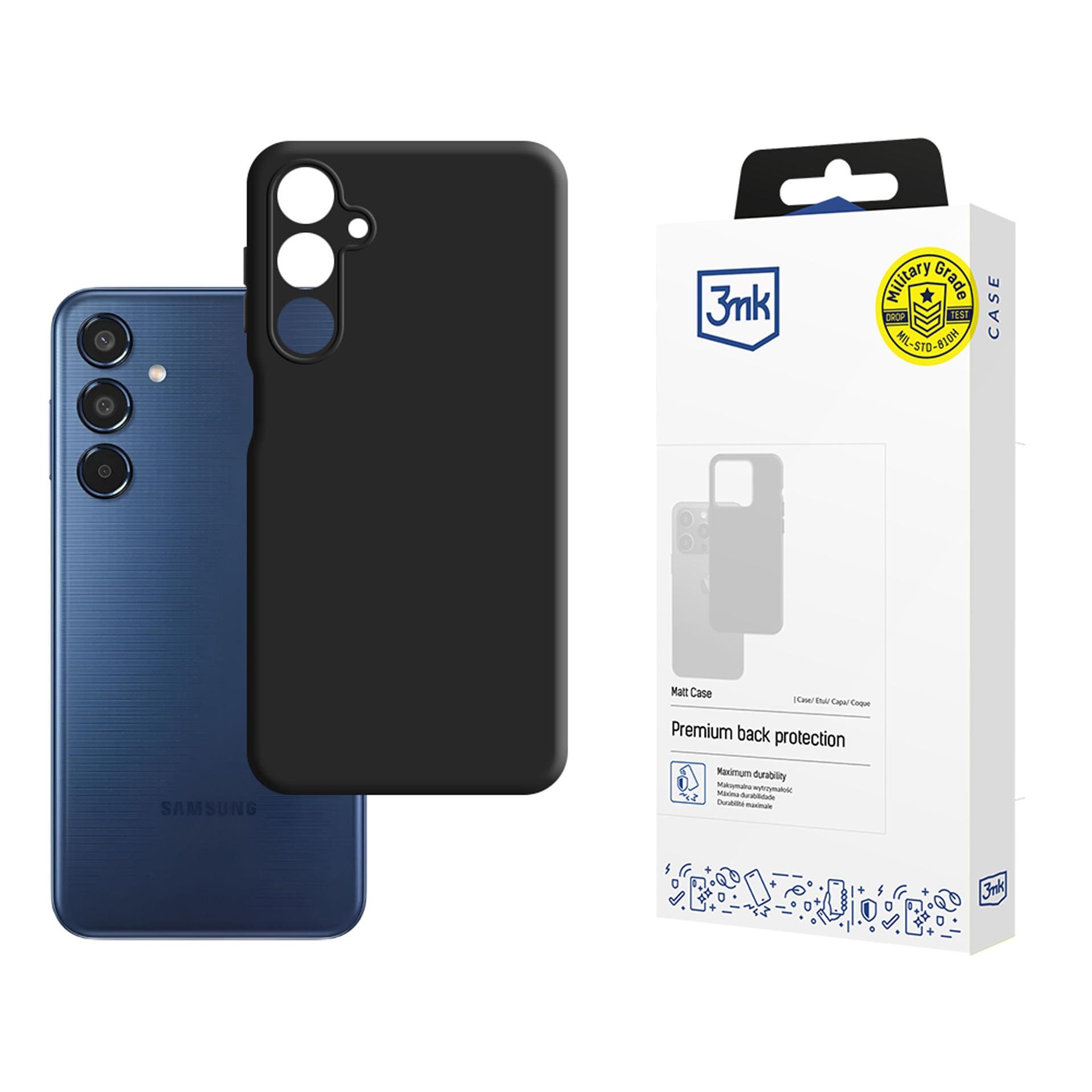 3mk Matt-suojakotelo Samsung Galaxy M35 5G:lle – musta