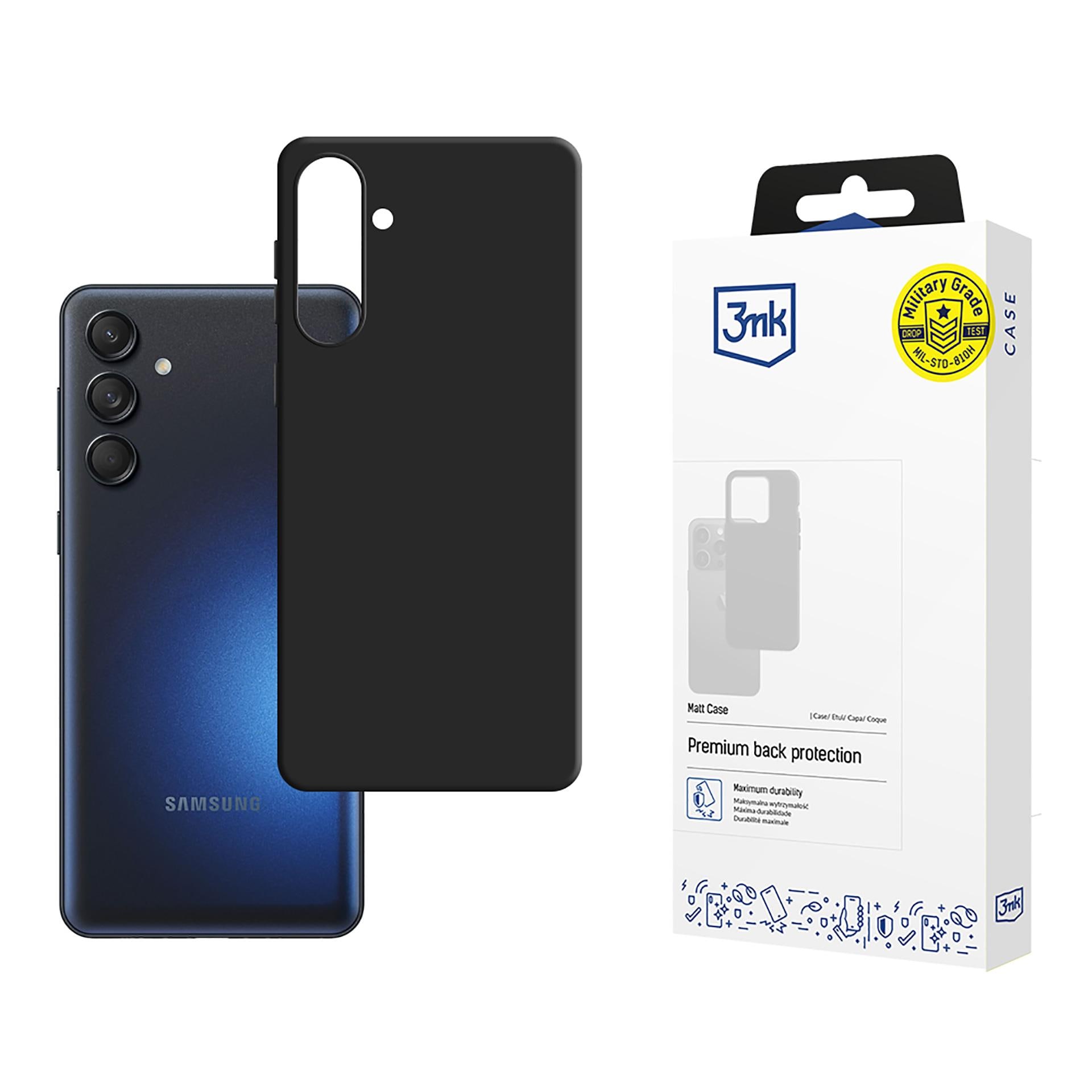 3mk Matt-suojakotelo Samsung Galaxy M55:lle – musta