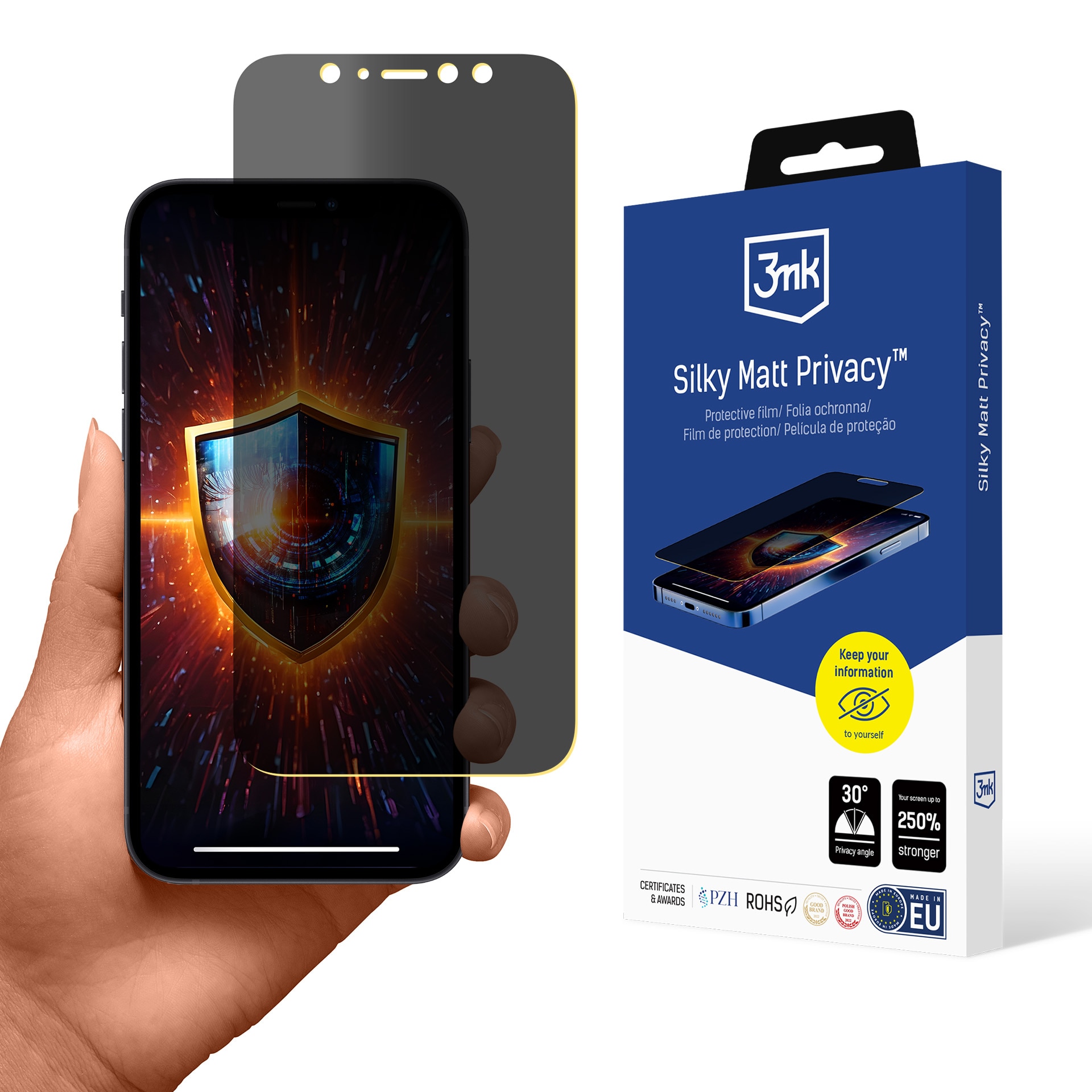 Yksityisyyttä suojaava näytönsuojakalvo 3mk Silky Matt Privacy, Apple iPhone 12 Mini