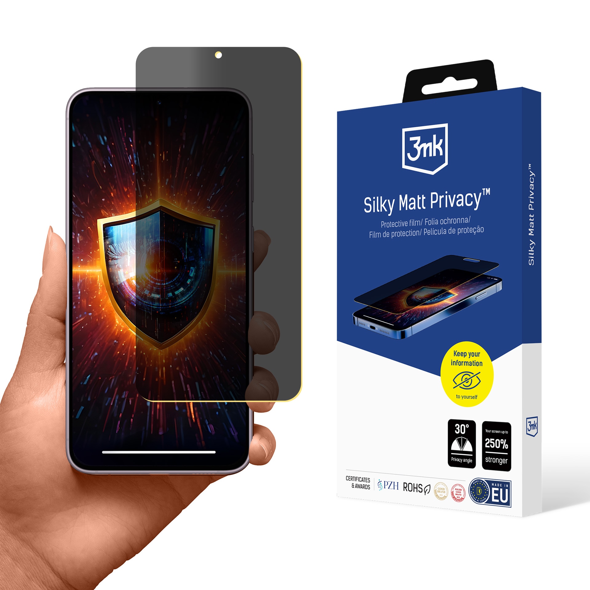 Mattapintainen näkösuojakalvo 3mk Silky Matt Privacy Samsung Galaxy S24+:lle