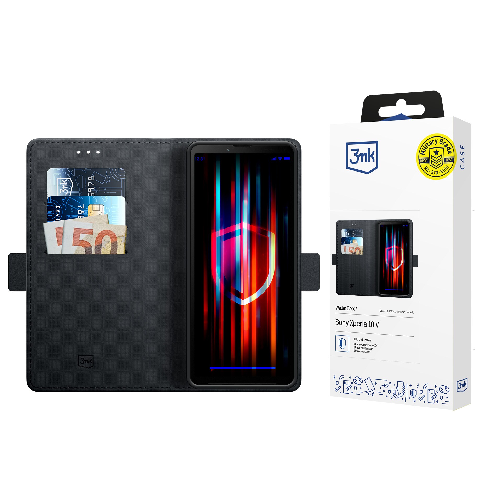 3mk-lompakkokotelo Sony Xperia 10 V:lle – musta